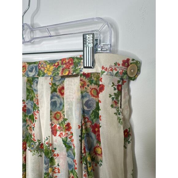 1980s Geiger Austria Floral Cotton Midi Skirt prairie folk retro Size 42 Medium - Picture 7 of 16